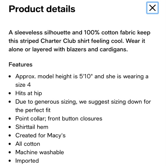 Charter Club Pink White Striped Cotton Sleeveless Button Down Top Preppy Sz 12 - Picture 14 of 16